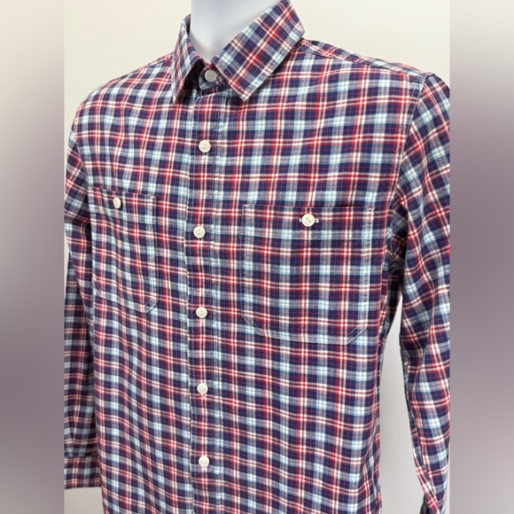 L.L. BEAN Men's red and blue plaid button down shirt size S - Picture 6 of 12